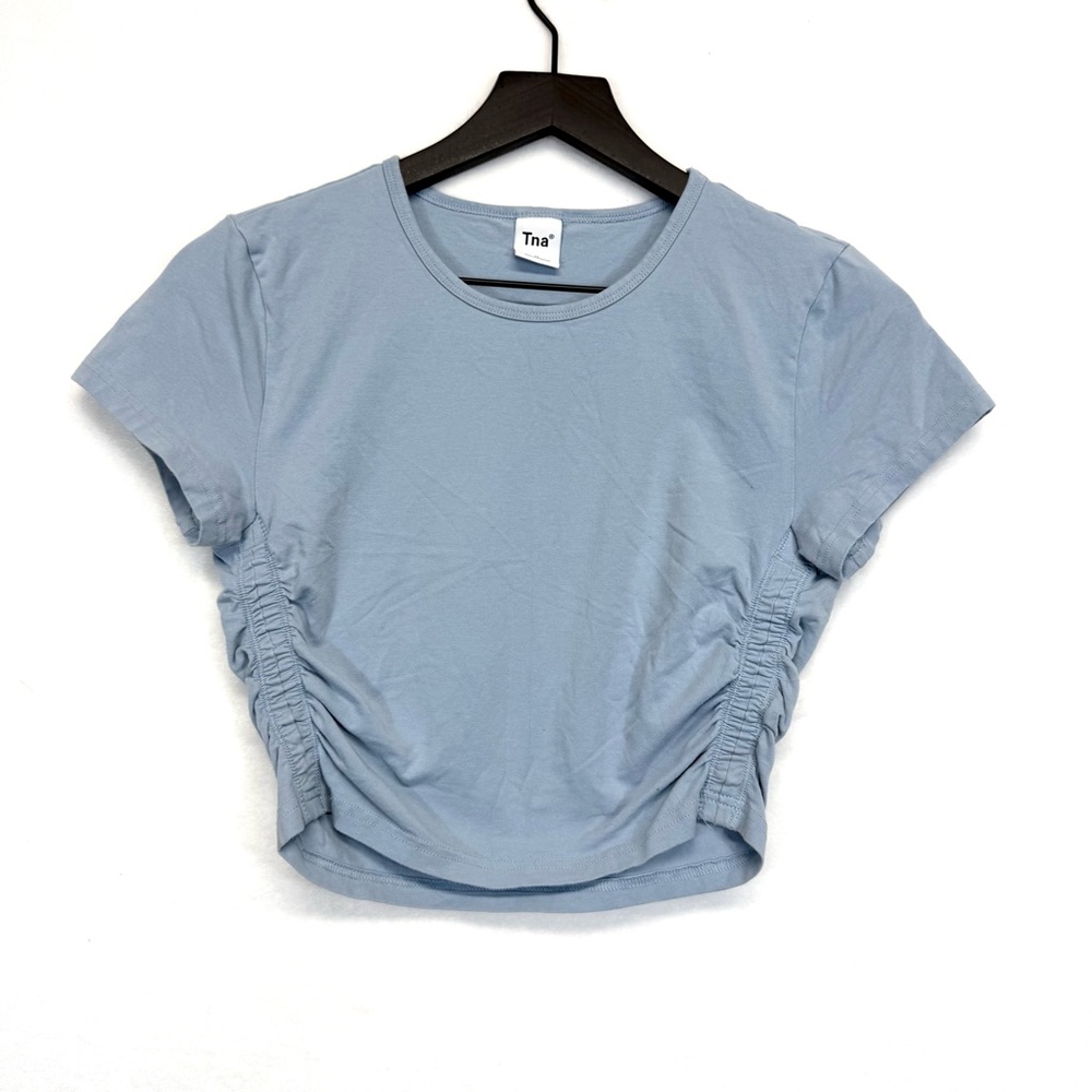 TNA Blue Ruched Crop T-Shirt